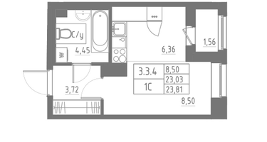 Студия, 23&nbsp;м²