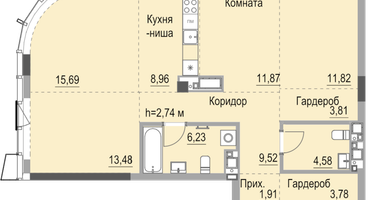 Студия, 94 м²