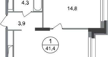 1-к. квартира, 41&nbsp;м²
