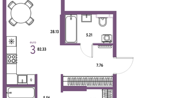 3-к. квартира, 82 м²
