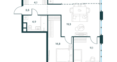 3-к. квартира, 66 м²