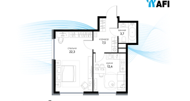 1-к. квартира, 45&nbsp;м²
