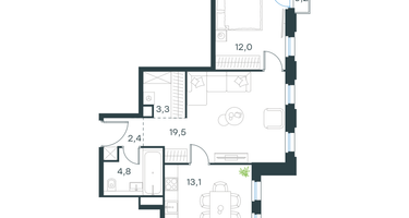 2-к. квартира, 55 м²