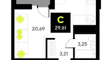 Студия, 29 м²