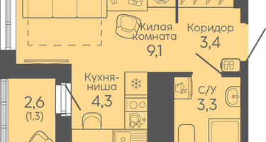 Студия, 21&nbsp;м²