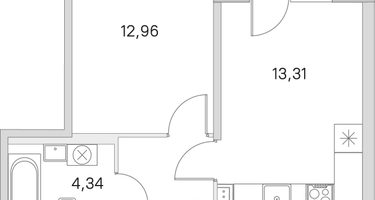 1-к. квартира, 36&nbsp;м²