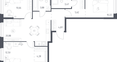 3-к. квартира, 76&nbsp;м²