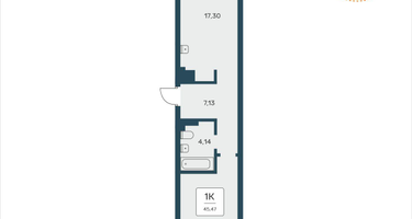 1-к. квартира, 44&nbsp;м²