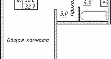 1-к. квартира, 32&nbsp;м²