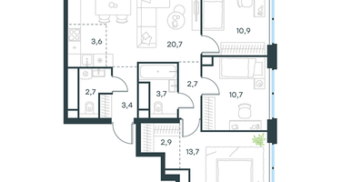 4-к. квартира, 75&nbsp;м²