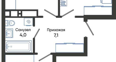 2-к. квартира, 55&nbsp;м²