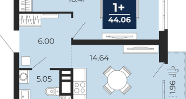 1-к. квартира, 42&nbsp;м²