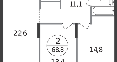 2-к. квартира, 68&nbsp;м²