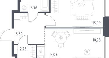 Студия, 41&nbsp;м²