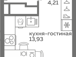 Студия, 21&nbsp;м²