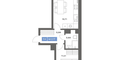 1-к. квартира, 41&nbsp;м²
