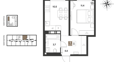 1-к. квартира, 32&nbsp;м²