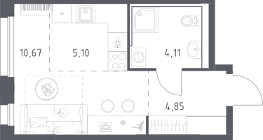 Студия, 24&nbsp;м²