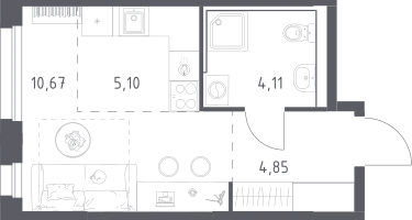 Студия, 24&nbsp;м²