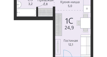 Студия, 24&nbsp;м²