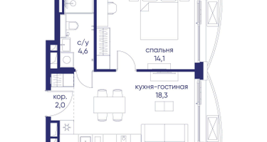 1-к. квартира, 39 м²