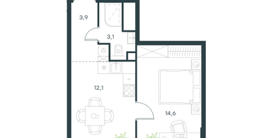 1-к. квартира, 33&nbsp;м²