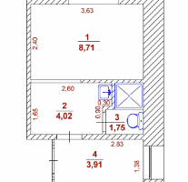 1-к. квартира, 14,5&nbsp;м²