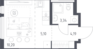 Студия, 22&nbsp;м²