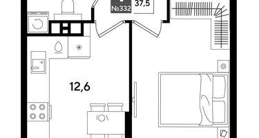 1-к. квартира, 37&nbsp;м²