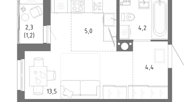 Студия, 28&nbsp;м²