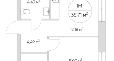 1-к. квартира, 35&nbsp;м²