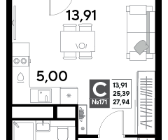 Студия, 27&nbsp;м²