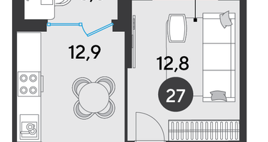 1-к. квартира, 38&nbsp;м²
