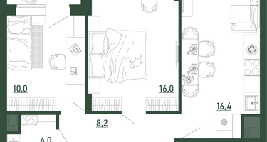 2-к. квартира, 57 м²