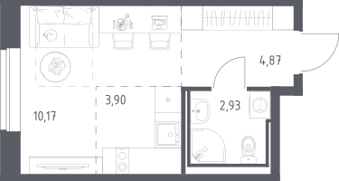 Студия, 21&nbsp;м²