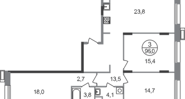 3-к. квартира, 96 м²