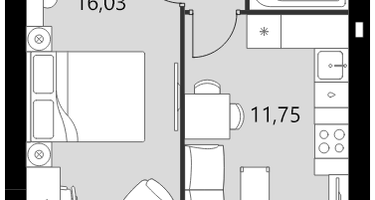 1-к. квартира, 35&nbsp;м²