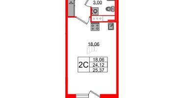 Студия, 24 м²