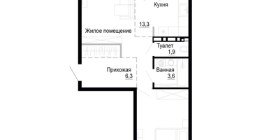 1-к. квартира, 60 м²
