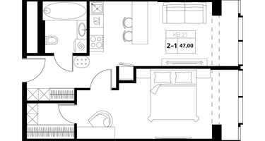 2-к. квартира, 47&nbsp;м²