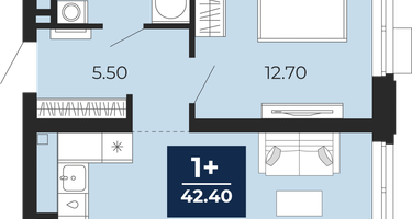 1-к. квартира, 42&nbsp;м²