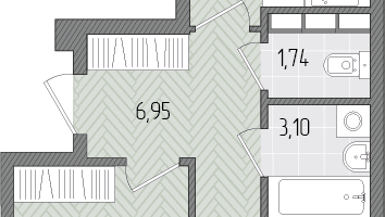 2-к. квартира, 57&nbsp;м²