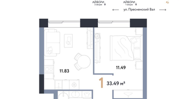 1-к. квартира, 33&nbsp;м²