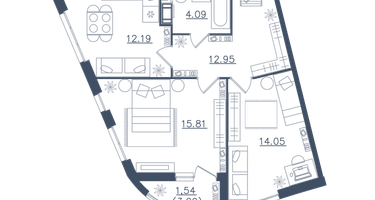 2-к. квартира, 60&nbsp;м²
