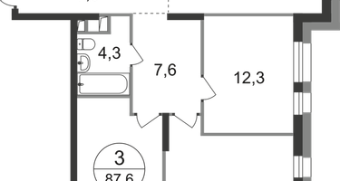 3-к. квартира, 87 м²