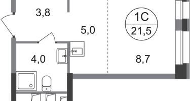 Студия, 21&nbsp;м²