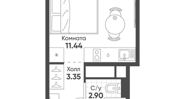 Студия, 17&nbsp;м²