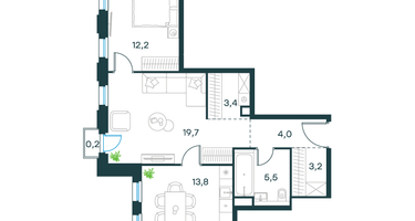 2-к. квартира, 62&nbsp;м²