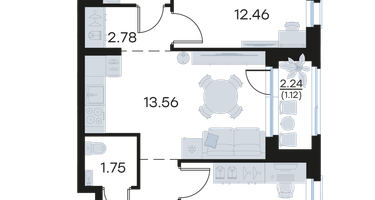 2-к. квартира, 51&nbsp;м²