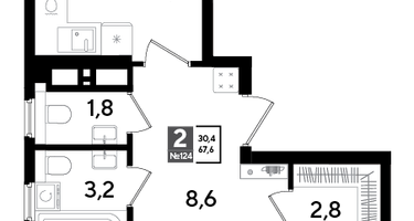 2-к. квартира, 66&nbsp;м²